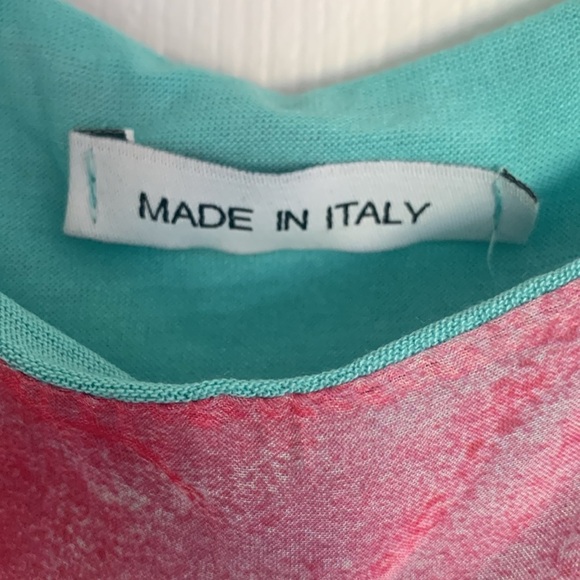 Silk top pink and turquoise made in Italy - Picture 2 of 7